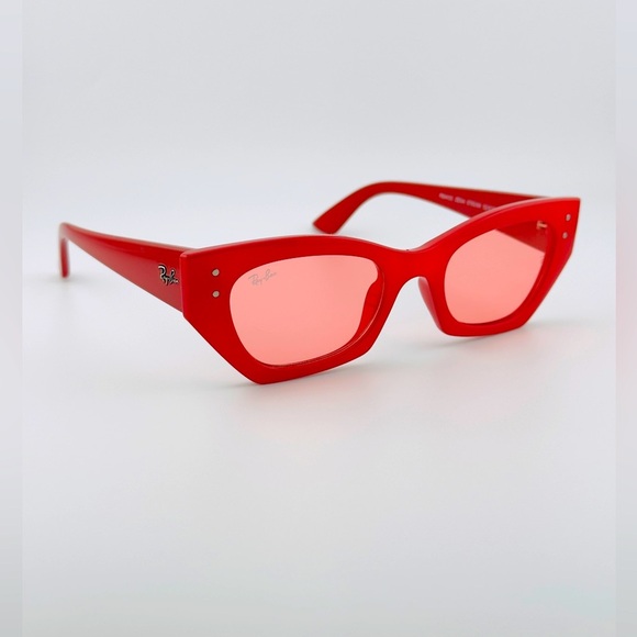 Ray-Ban Zena Sunglasses RB4430 Polished Red Cherry Frame with Pink Lenses Unisex - Picture 6 of 15